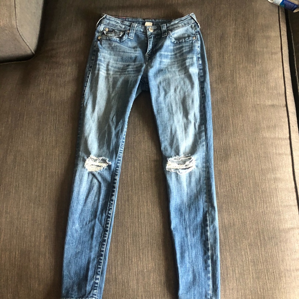 True Religion Distressed Curvy Skinny Jeans